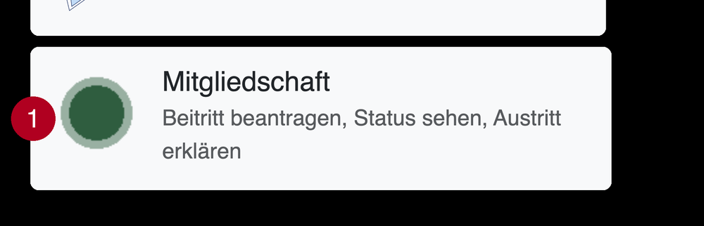 Kundenkonto mit dem Bereich Mitgliedschaft